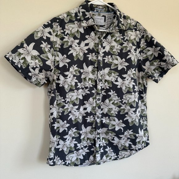 Denim & Flower Ricky Singh Hawaiian Shirt Floral Short Sleeve Button Front LARGE - Picture 4 of 9